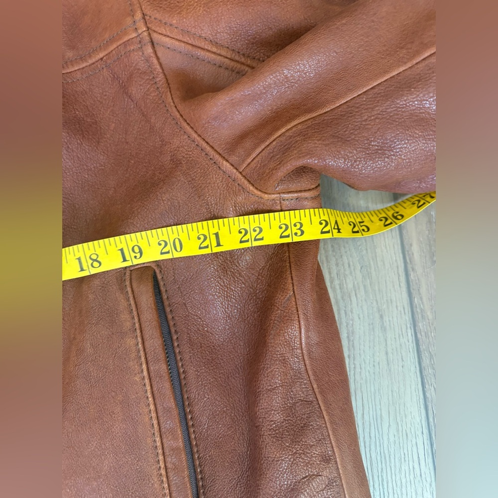 Vintage Orvis Leather Jacket Mens 44 Brown Chorn Barn Wool Cashmere Lined - Picture 3 of 9